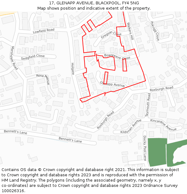 17, GLENAPP AVENUE, BLACKPOOL, FY4 5NG: Location map and indicative extent of plot