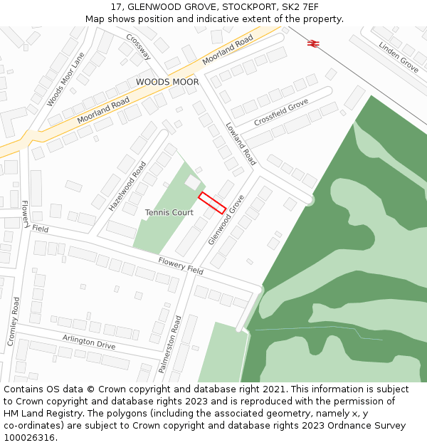 17, GLENWOOD GROVE, STOCKPORT, SK2 7EF: Location map and indicative extent of plot