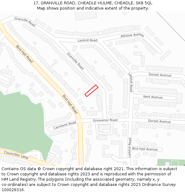 17, GRANVILLE ROAD, CHEADLE HULME, CHEADLE, SK8 5QL: Location map and indicative extent of plot
