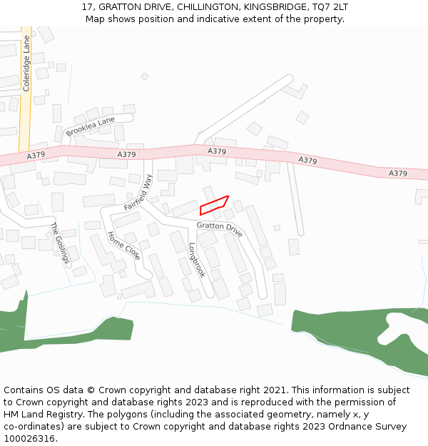 17, GRATTON DRIVE, CHILLINGTON, KINGSBRIDGE, TQ7 2LT: Location map and indicative extent of plot