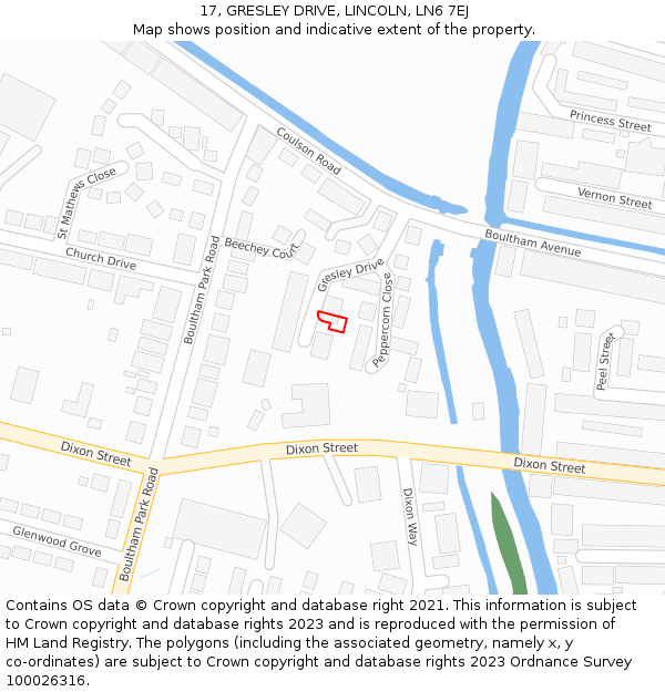 17, GRESLEY DRIVE, LINCOLN, LN6 7EJ: Location map and indicative extent of plot
