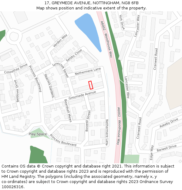 17, GREYMEDE AVENUE, NOTTINGHAM, NG8 6FB: Location map and indicative extent of plot