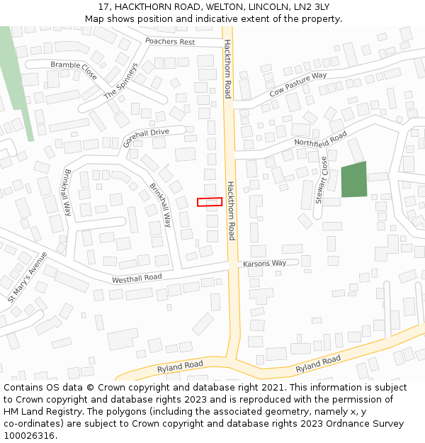 17, HACKTHORN ROAD, WELTON, LINCOLN, LN2 3LY: Location map and indicative extent of plot