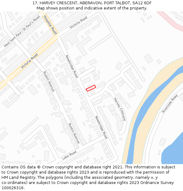 17, HARVEY CRESCENT, ABERAVON, PORT TALBOT, SA12 6DF: Location map and indicative extent of plot