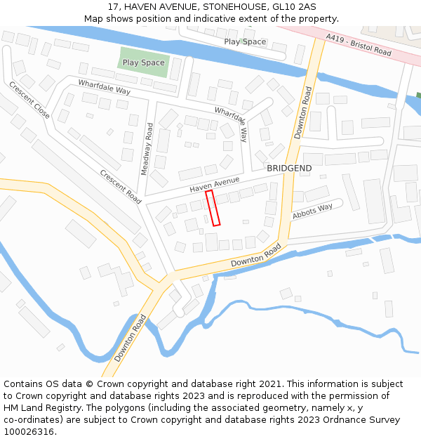 17, HAVEN AVENUE, STONEHOUSE, GL10 2AS: Location map and indicative extent of plot