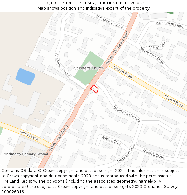 17, HIGH STREET, SELSEY, CHICHESTER, PO20 0RB: Location map and indicative extent of plot