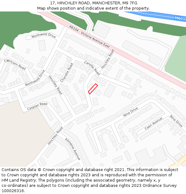 17, HINCHLEY ROAD, MANCHESTER, M9 7FG: Location map and indicative extent of plot