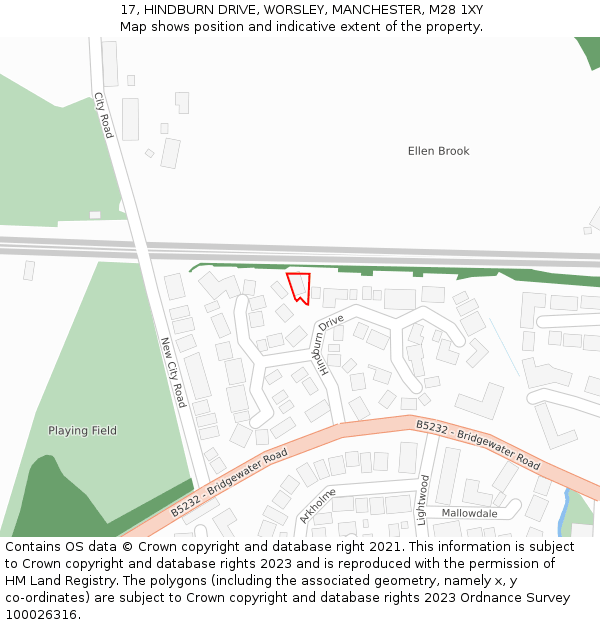 17, HINDBURN DRIVE, WORSLEY, MANCHESTER, M28 1XY: Location map and indicative extent of plot