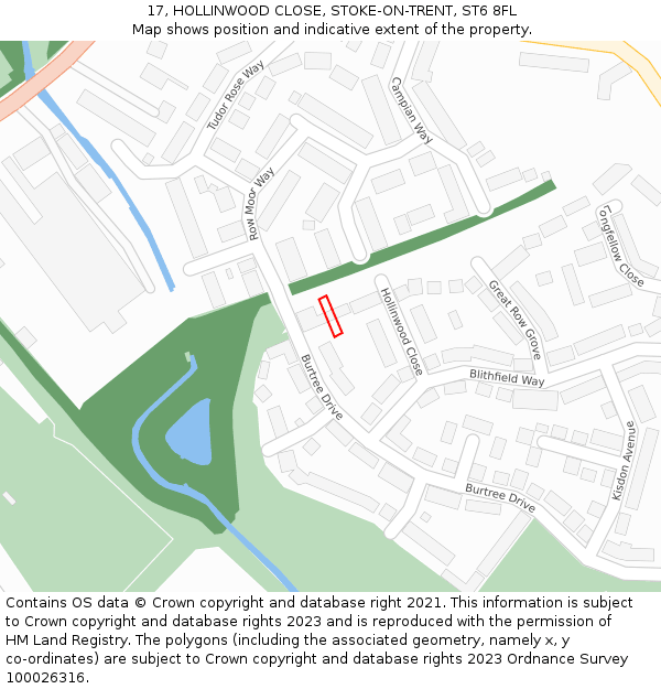 17, HOLLINWOOD CLOSE, STOKE-ON-TRENT, ST6 8FL: Location map and indicative extent of plot