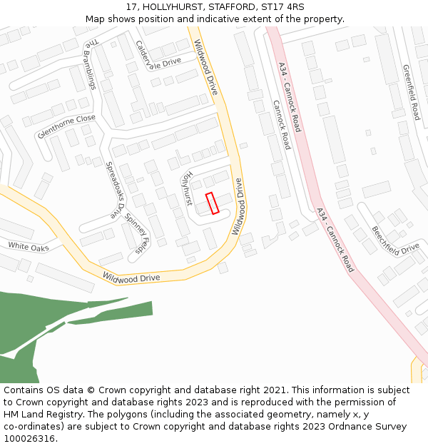 17, HOLLYHURST, STAFFORD, ST17 4RS: Location map and indicative extent of plot