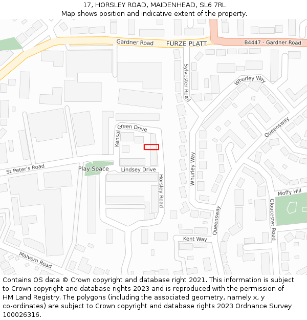 17, HORSLEY ROAD, MAIDENHEAD, SL6 7RL: Location map and indicative extent of plot
