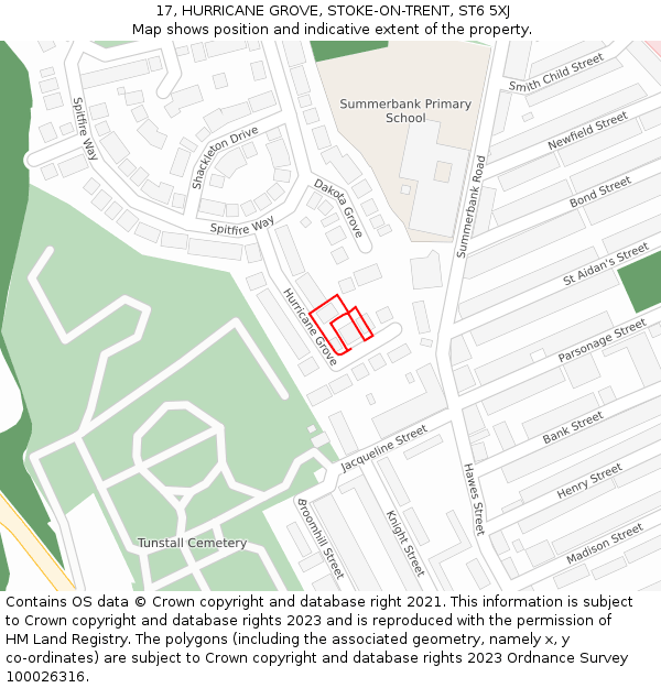 17, HURRICANE GROVE, STOKE-ON-TRENT, ST6 5XJ: Location map and indicative extent of plot
