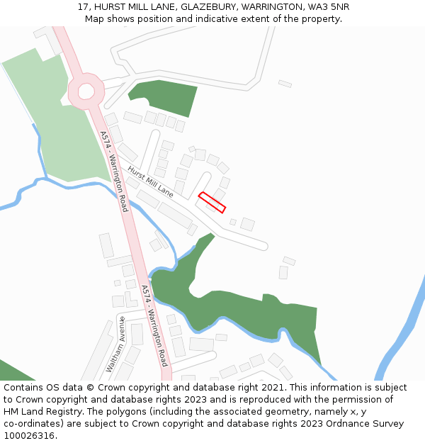 17, HURST MILL LANE, GLAZEBURY, WARRINGTON, WA3 5NR: Location map and indicative extent of plot