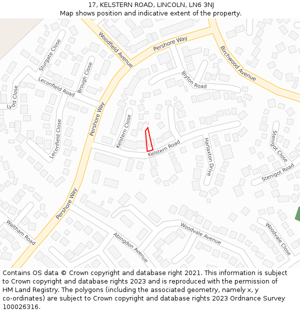 17, KELSTERN ROAD, LINCOLN, LN6 3NJ: Location map and indicative extent of plot