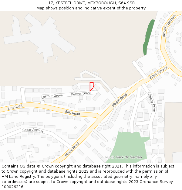 17, KESTREL DRIVE, MEXBOROUGH, S64 9SR: Location map and indicative extent of plot