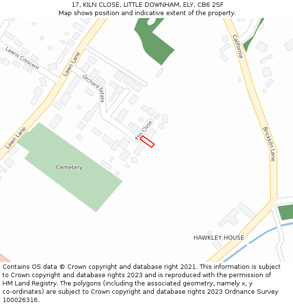 17, KILN CLOSE, LITTLE DOWNHAM, ELY, CB6 2SF: Location map and indicative extent of plot