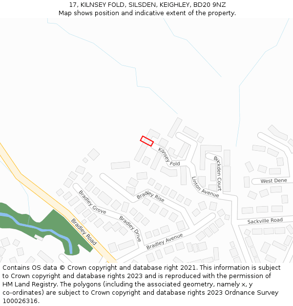 17, KILNSEY FOLD, SILSDEN, KEIGHLEY, BD20 9NZ: Location map and indicative extent of plot