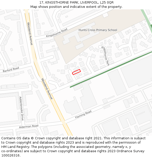 17, KINGSTHORNE PARK, LIVERPOOL, L25 0QR: Location map and indicative extent of plot