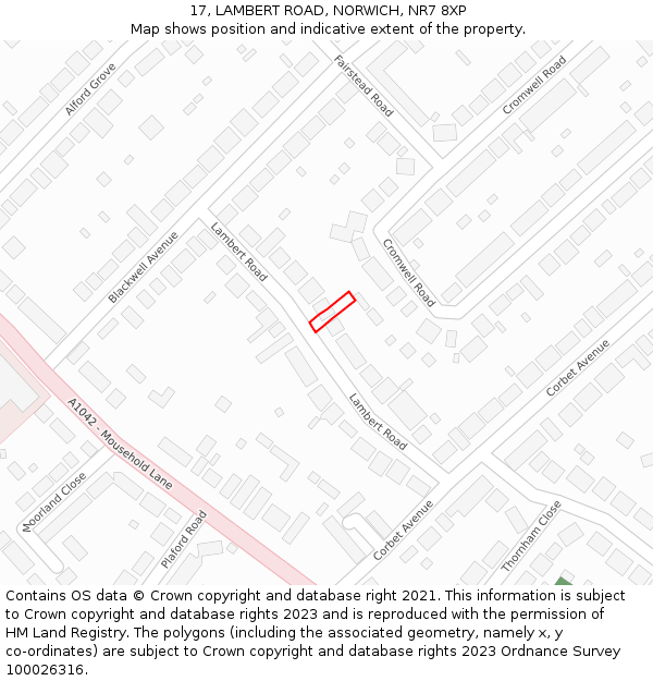 17, LAMBERT ROAD, NORWICH, NR7 8XP: Location map and indicative extent of plot