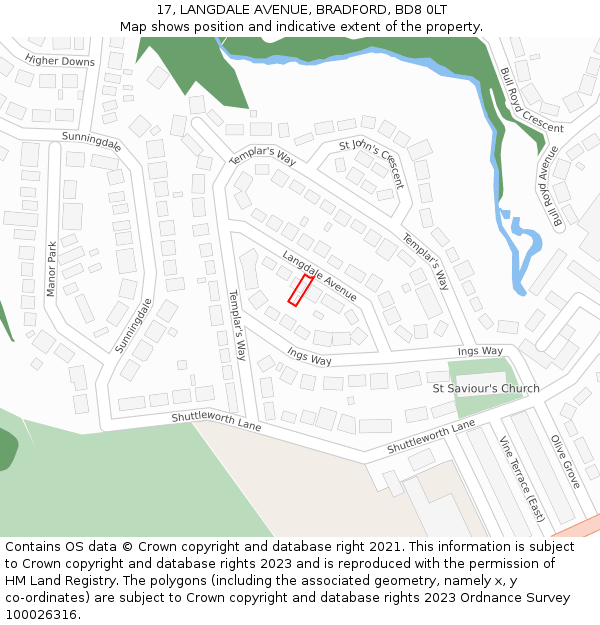 17, LANGDALE AVENUE, BRADFORD, BD8 0LT: Location map and indicative extent of plot