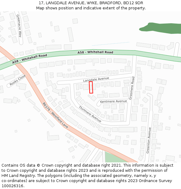 17, LANGDALE AVENUE, WYKE, BRADFORD, BD12 9DR: Location map and indicative extent of plot