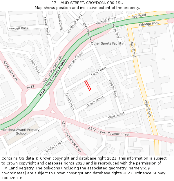17, LAUD STREET, CROYDON, CR0 1SU: Location map and indicative extent of plot