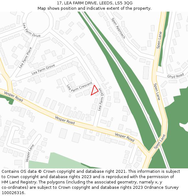 17, LEA FARM DRIVE, LEEDS, LS5 3QG: Location map and indicative extent of plot