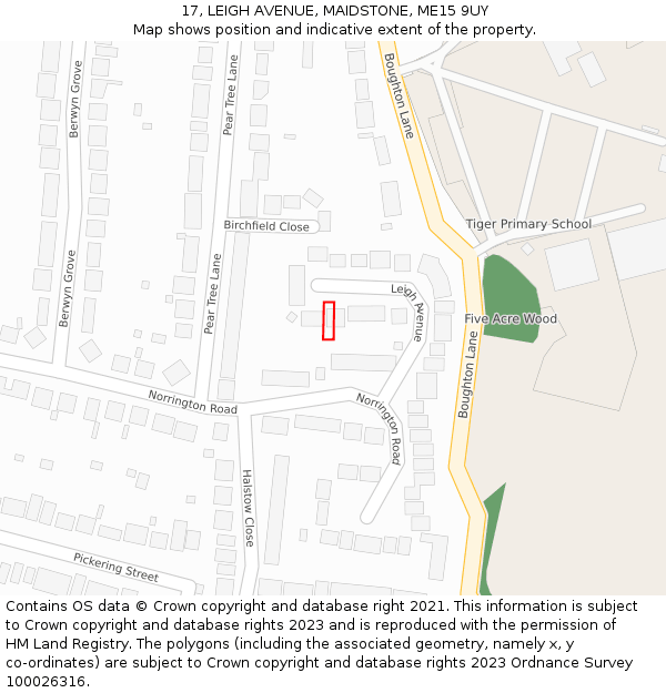 17, LEIGH AVENUE, MAIDSTONE, ME15 9UY: Location map and indicative extent of plot