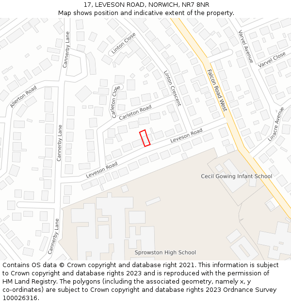 17, LEVESON ROAD, NORWICH, NR7 8NR: Location map and indicative extent of plot