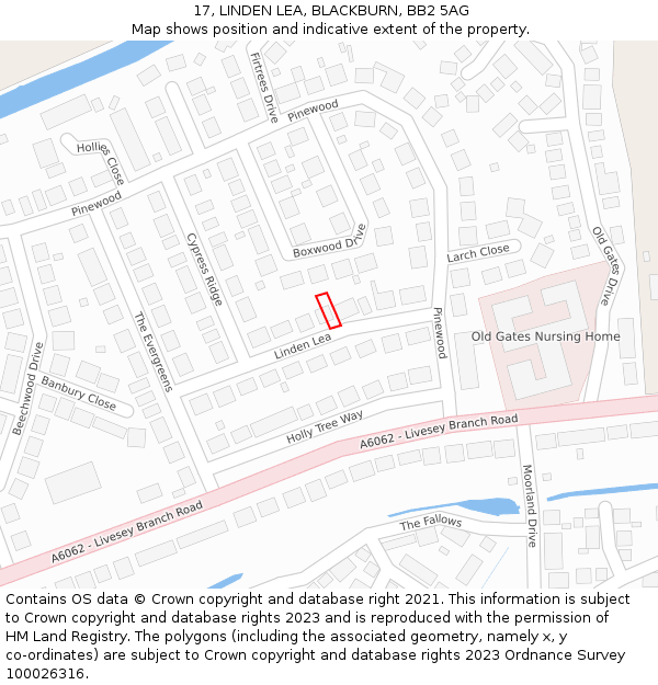 17, LINDEN LEA, BLACKBURN, BB2 5AG: Location map and indicative extent of plot