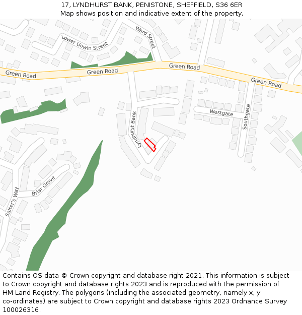 17, LYNDHURST BANK, PENISTONE, SHEFFIELD, S36 6ER: Location map and indicative extent of plot