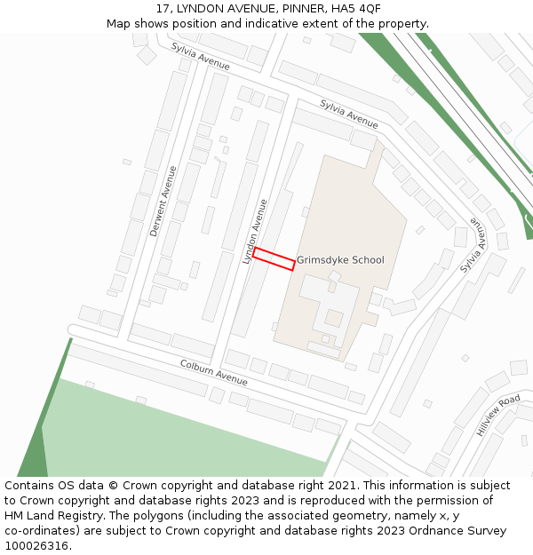 17, LYNDON AVENUE, PINNER, HA5 4QF: Location map and indicative extent of plot