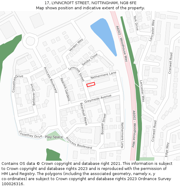17, LYNNCROFT STREET, NOTTINGHAM, NG8 6FE: Location map and indicative extent of plot