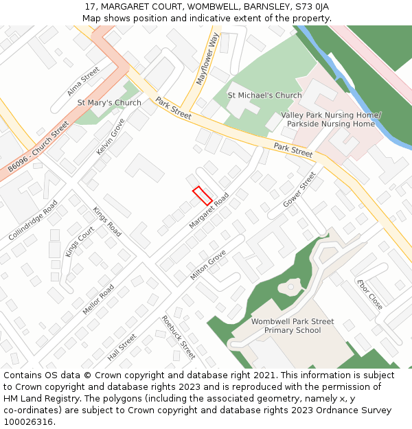17, MARGARET COURT, WOMBWELL, BARNSLEY, S73 0JA: Location map and indicative extent of plot