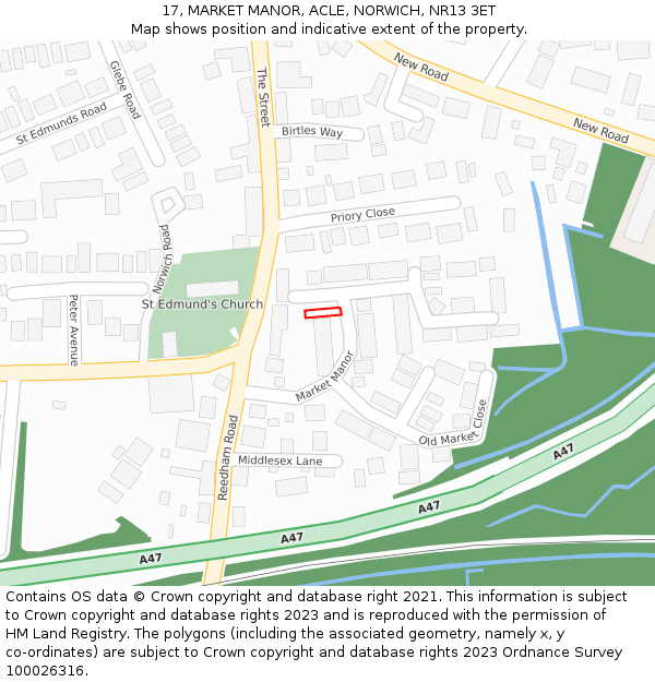 17, MARKET MANOR, ACLE, NORWICH, NR13 3ET: Location map and indicative extent of plot