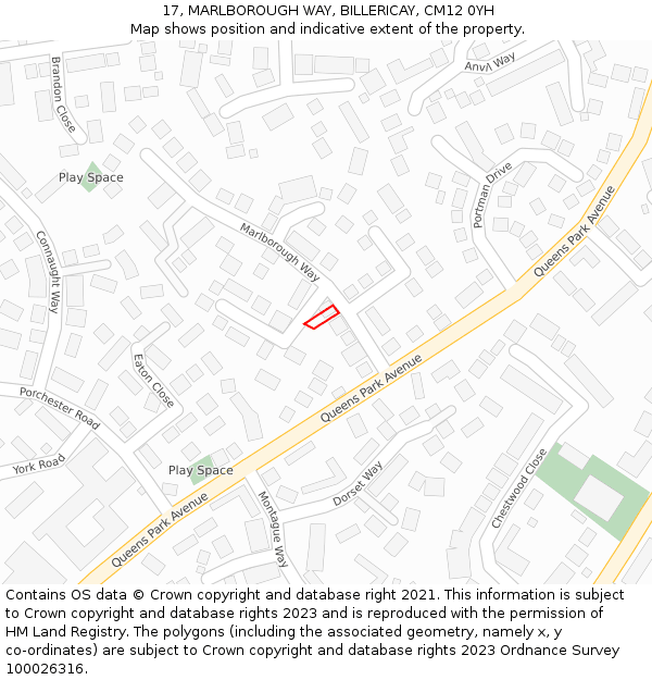 17, MARLBOROUGH WAY, BILLERICAY, CM12 0YH: Location map and indicative extent of plot