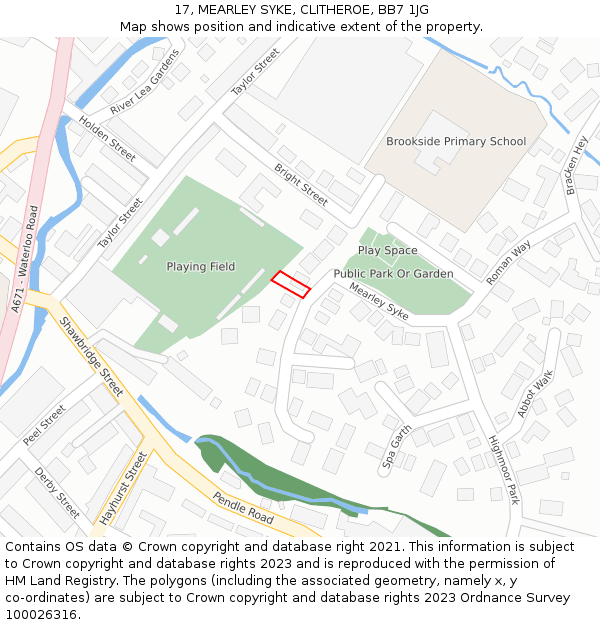 17, MEARLEY SYKE, CLITHEROE, BB7 1JG: Location map and indicative extent of plot