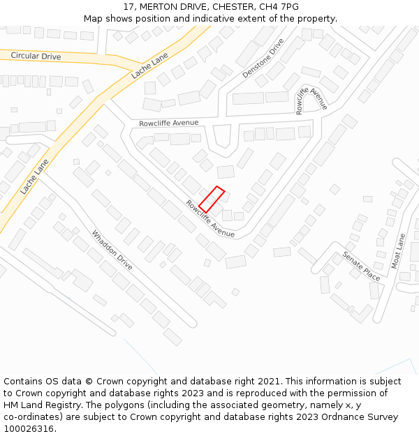17, MERTON DRIVE, CHESTER, CH4 7PG: Location map and indicative extent of plot