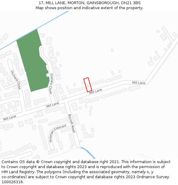 17, MILL LANE, MORTON, GAINSBOROUGH, DN21 3BS: Location map and indicative extent of plot
