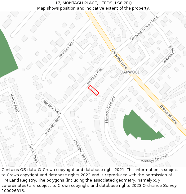 17, MONTAGU PLACE, LEEDS, LS8 2RQ: Location map and indicative extent of plot