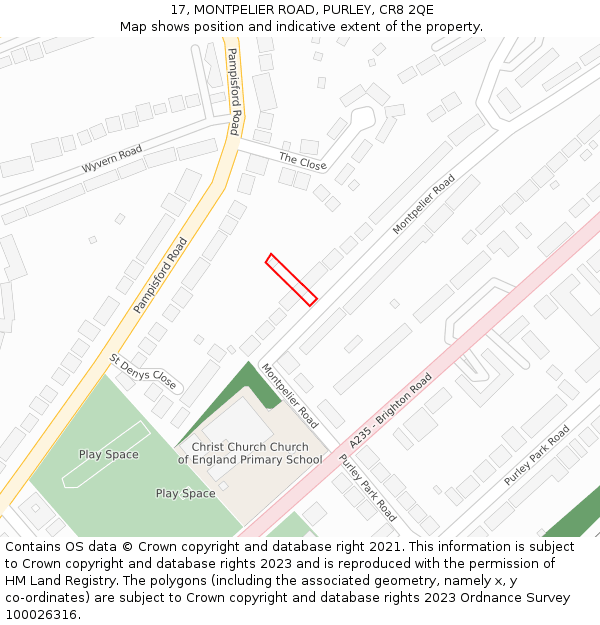 17, MONTPELIER ROAD, PURLEY, CR8 2QE: Location map and indicative extent of plot