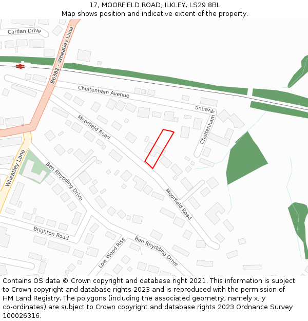 17, MOORFIELD ROAD, ILKLEY, LS29 8BL: Location map and indicative extent of plot