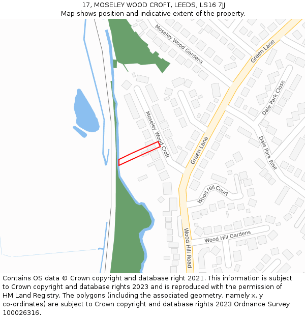17, MOSELEY WOOD CROFT, LEEDS, LS16 7JJ: Location map and indicative extent of plot