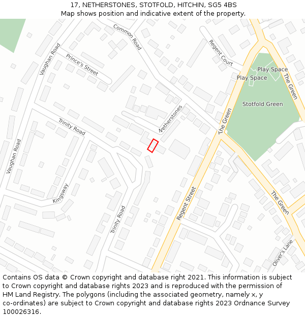 17, NETHERSTONES, STOTFOLD, HITCHIN, SG5 4BS: Location map and indicative extent of plot