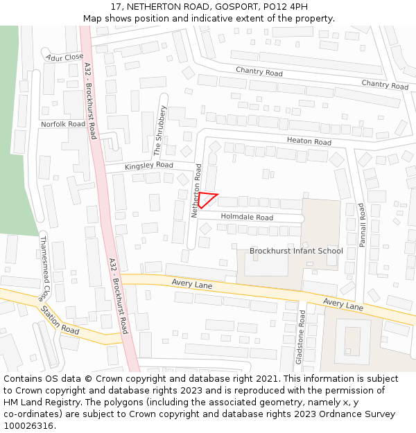 17, NETHERTON ROAD, GOSPORT, PO12 4PH: Location map and indicative extent of plot