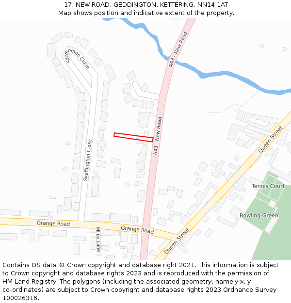 17, NEW ROAD, GEDDINGTON, KETTERING, NN14 1AT: Location map and indicative extent of plot