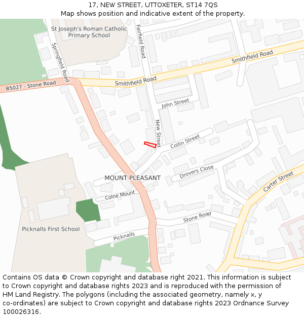 17, NEW STREET, UTTOXETER, ST14 7QS: Location map and indicative extent of plot