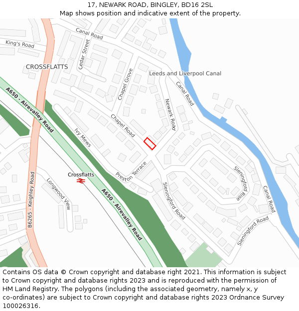 17, NEWARK ROAD, BINGLEY, BD16 2SL: Location map and indicative extent of plot