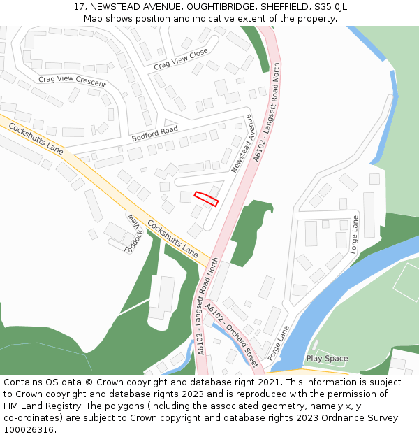 17, NEWSTEAD AVENUE, OUGHTIBRIDGE, SHEFFIELD, S35 0JL: Location map and indicative extent of plot