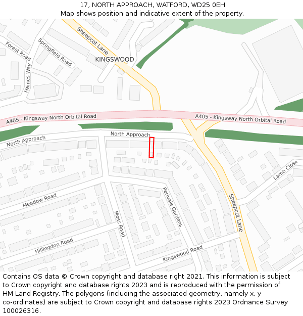 17, NORTH APPROACH, WATFORD, WD25 0EH: Location map and indicative extent of plot